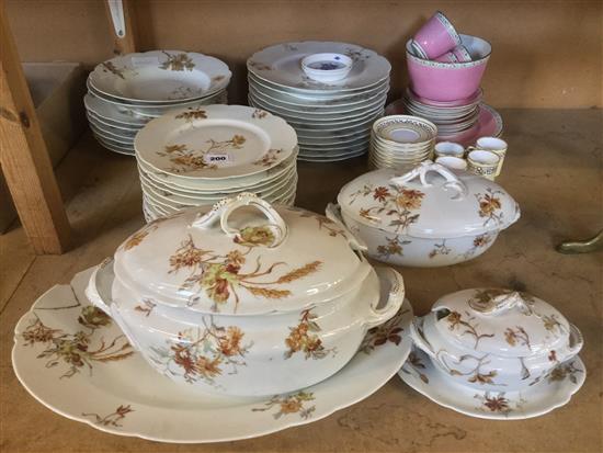 Extensive early 20th century Limoges part dinner service, printed with scattered flowers incl. graduated meat dishes and tureens